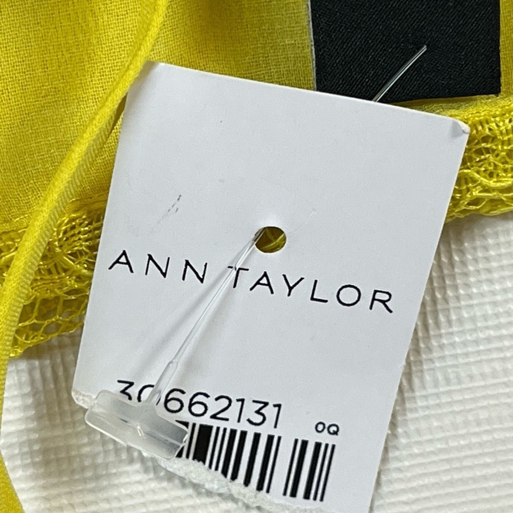 Ann Taylor Yellow Lace Overlay Pleated Front Spaghetti Strap Lined Top sz XS NWT - Picture 8 of 11
